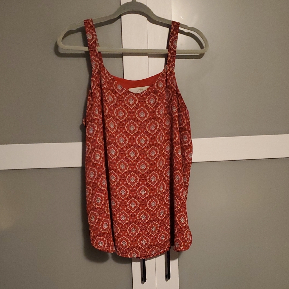 LOFT Red Geometric Tank Top